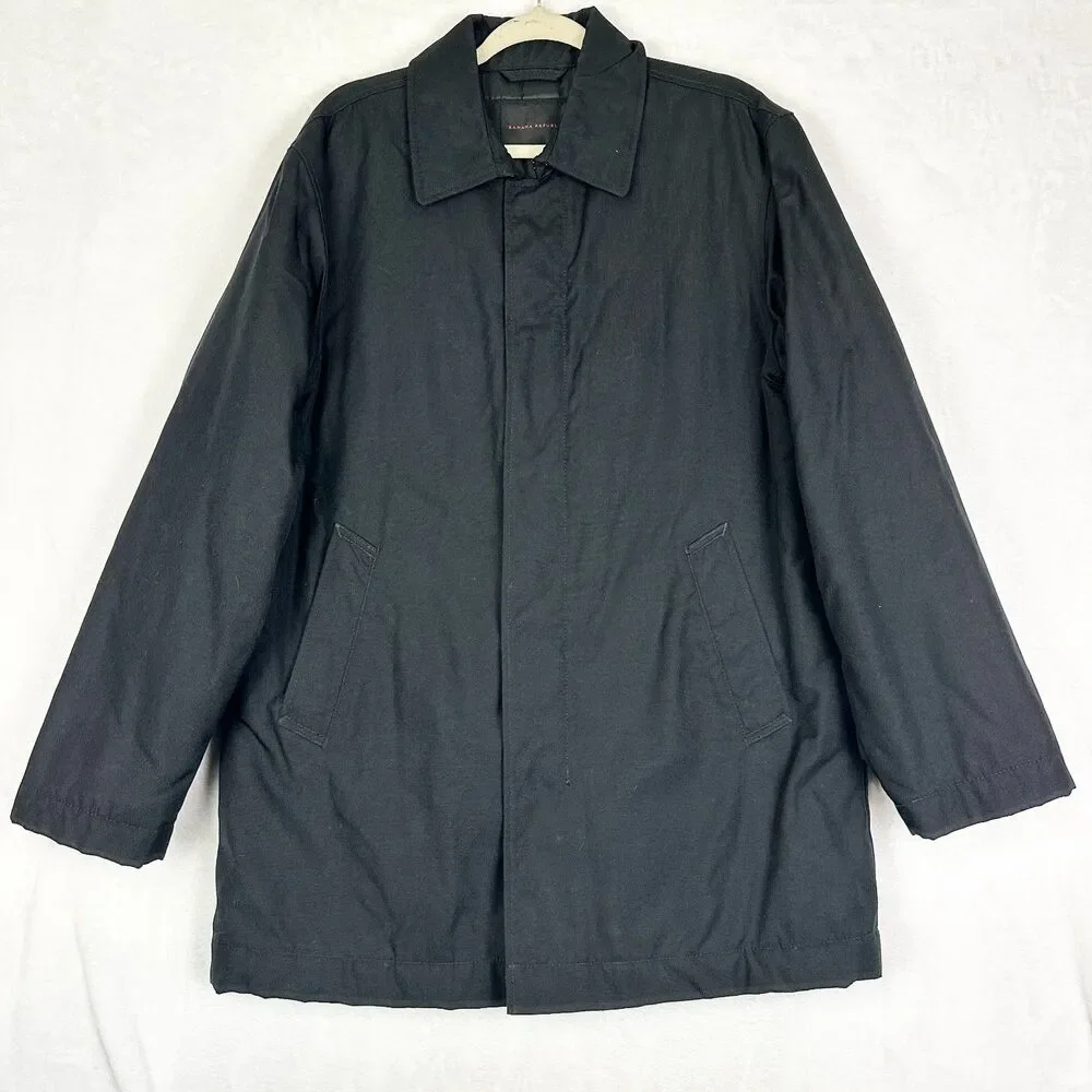 Vintage Y2K Banana Republic Men's Insulated Jacket Size Medium Black Snap Front